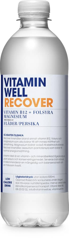 Recover Fläder/persika 50cl, Vitaminwell +1kr Pant