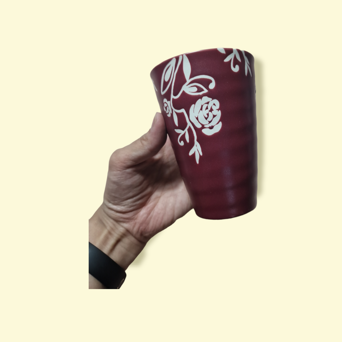 Stor kopp Röd Blommig