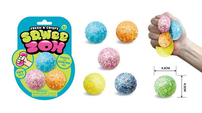 Neon Stressboll Kristall 4,2 cm 3-pack Osorterad