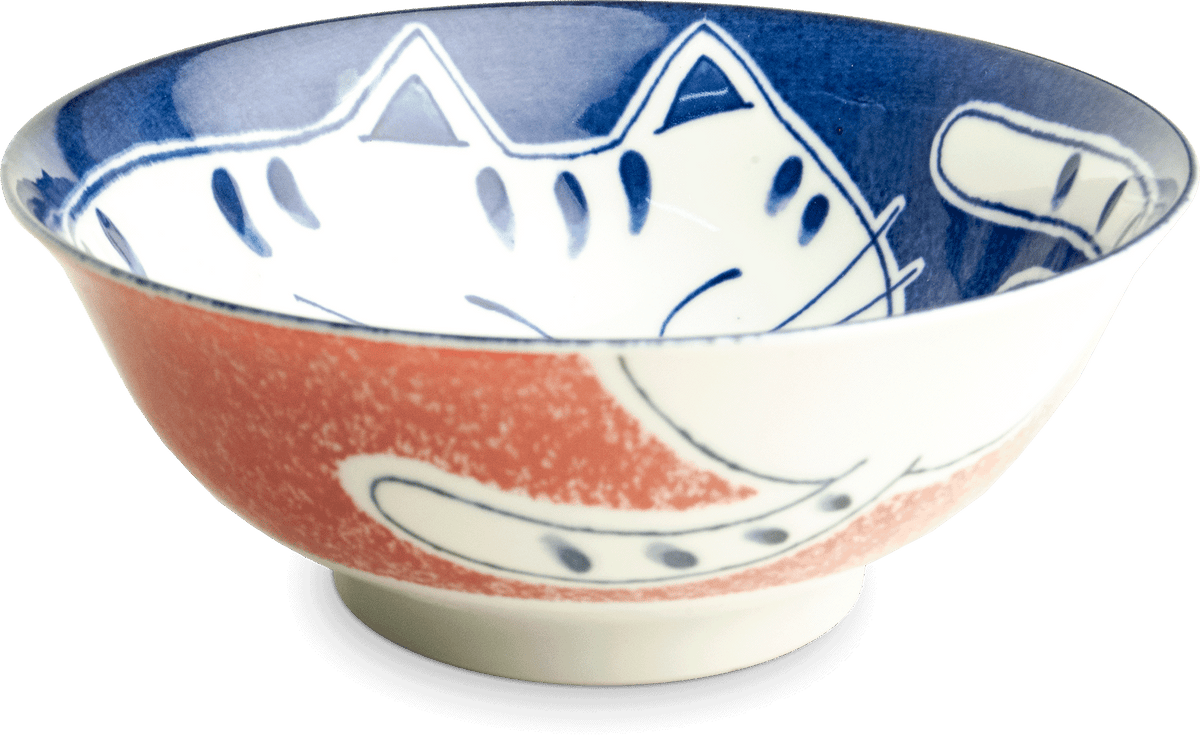 Skål med röd katt-motiv. Storlek: Ø20,5 cm | H8 cm.