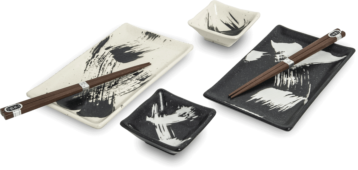 Sushiset i svart och vitt. Storlek: 22x12,5 cm | H2 cm.