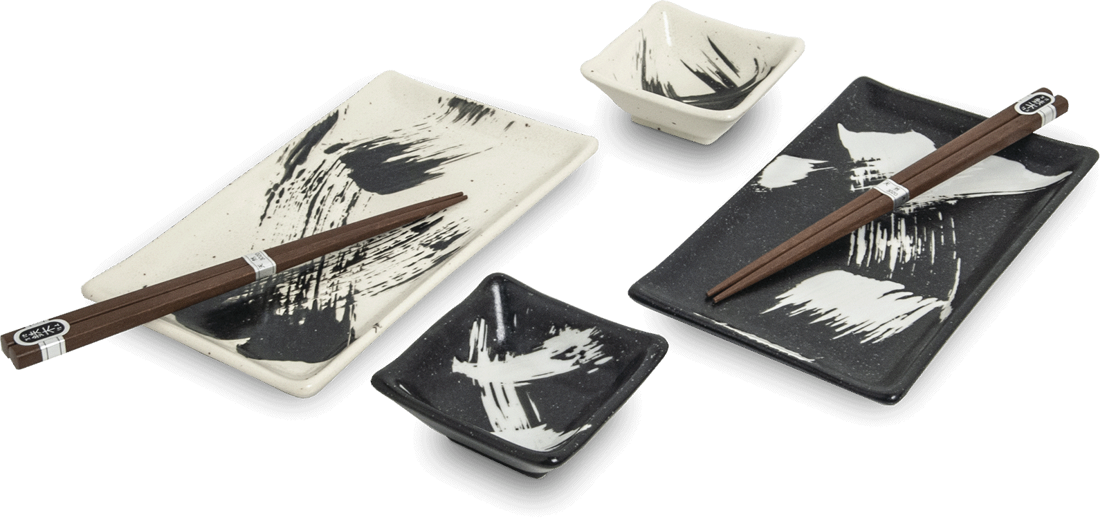 Sushiset i svart och vitt. Storlek: 22x12,5 cm | H2 cm.