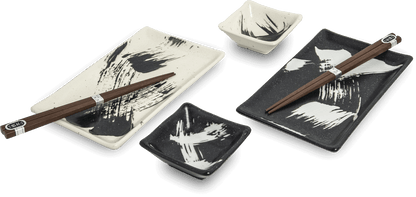 Sushiset i svart och vitt. Storlek: 22x12,5 cm | H2 cm.