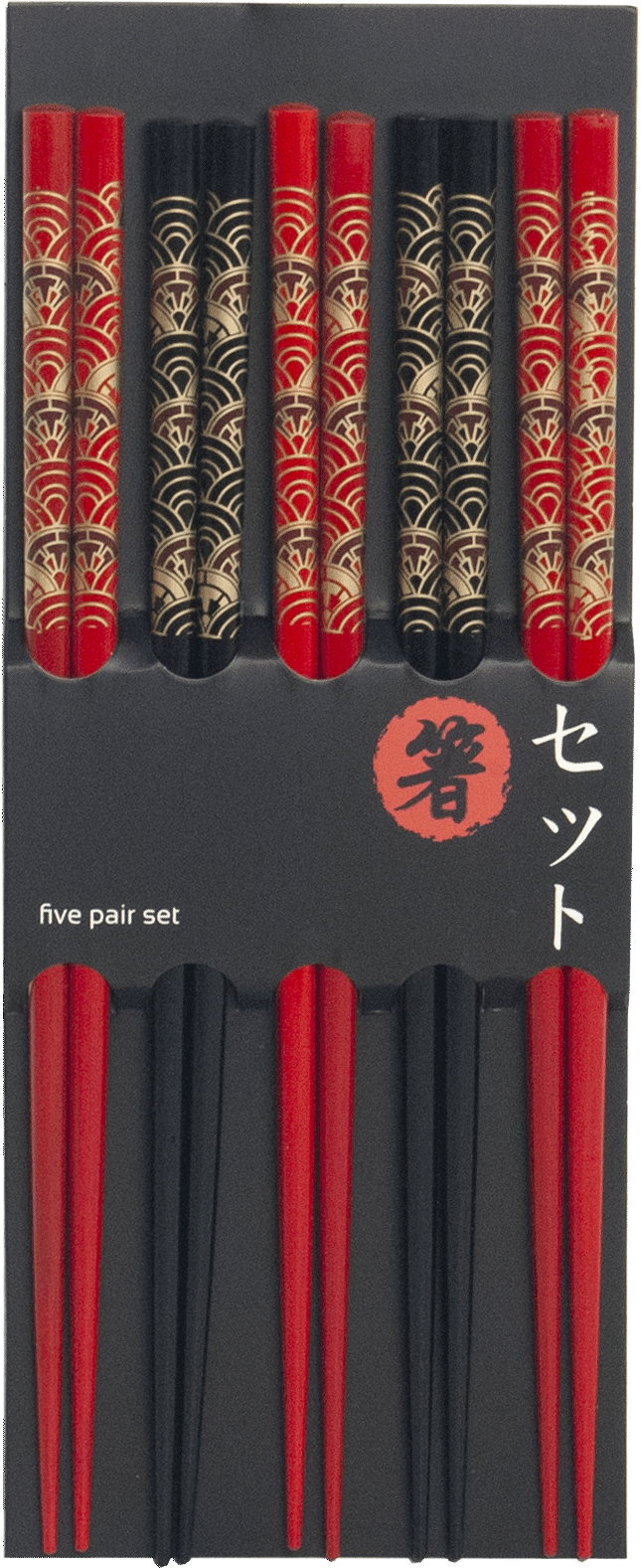 Japanska pinnar rödsvart 5-pack