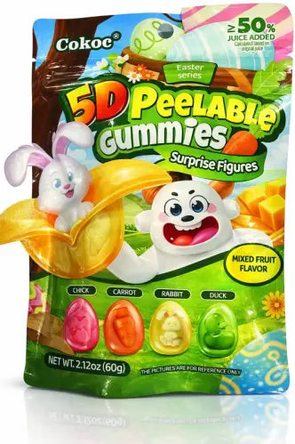 5D Peelable Gummies Mixed Fruit Påsk 60g, Cokoc