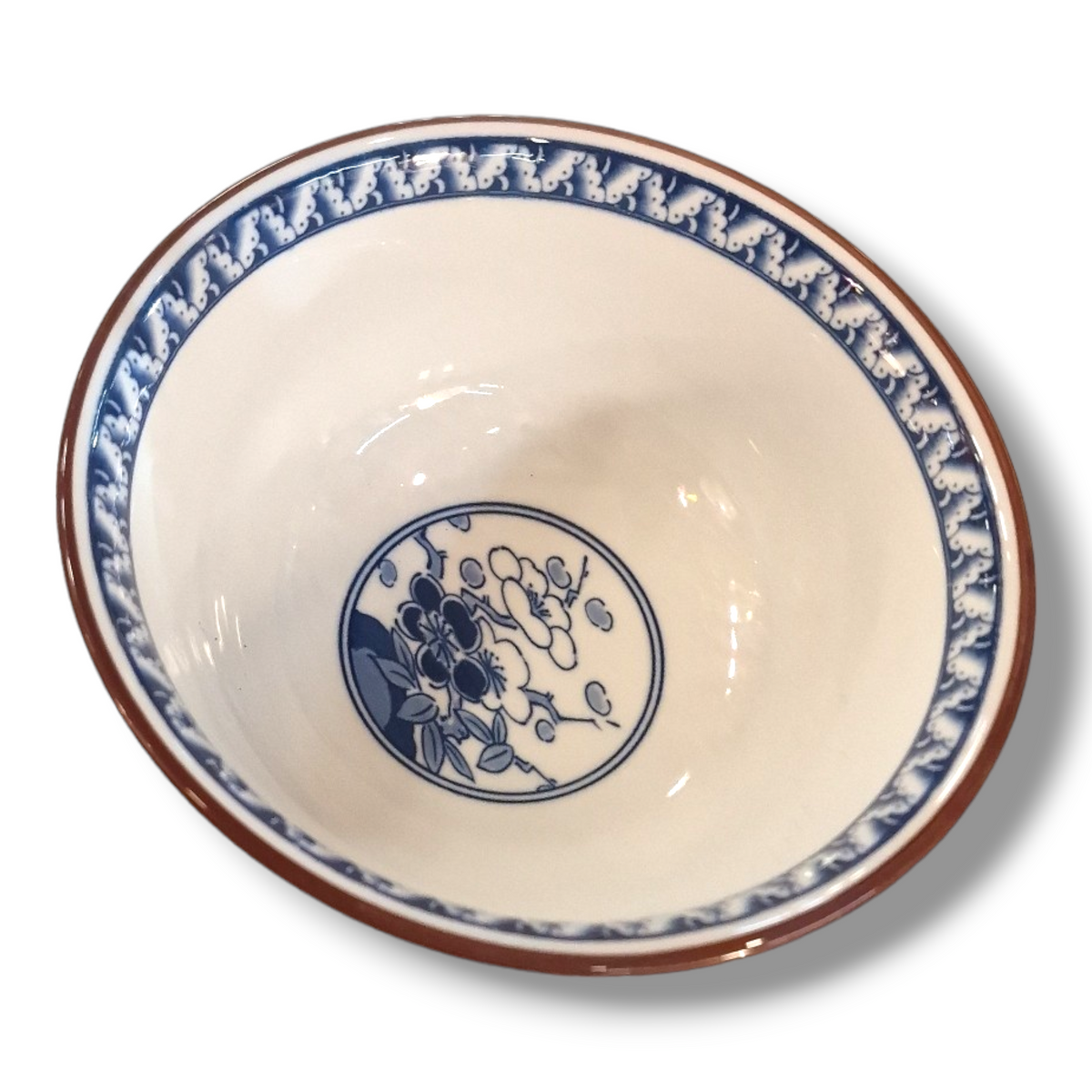 Mellan skål japansk blå röd imari porslin