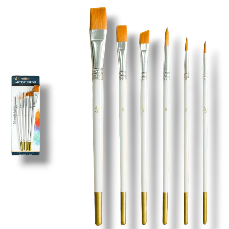 Vit Set av pensel 6pack