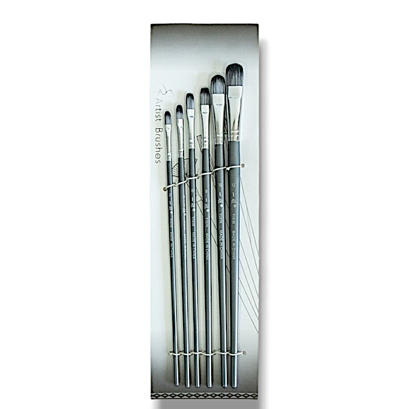 Penselset 6pack konstnärs pensel grå