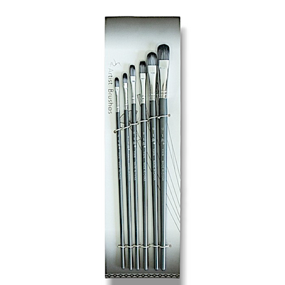 Penselset 6pack konstnärs pensel grå