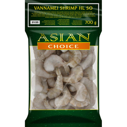 Djupfrysta Vannamei Räkor (HL SO) 21/25 700g, Asian Choice