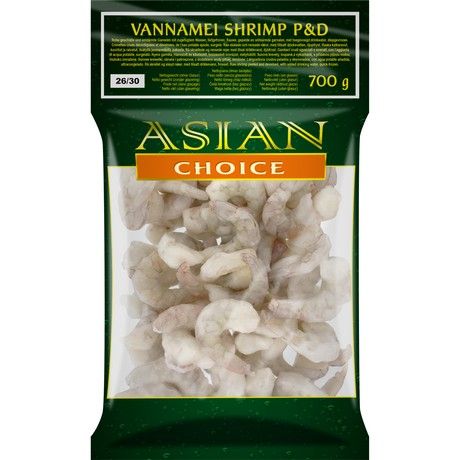 Djupfrysta Vannamei Räkor (P&D) 26/30 700g, Asian Choice