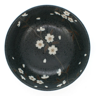 svart skål med körsbärsblomma  Ø17 cm | H9cm