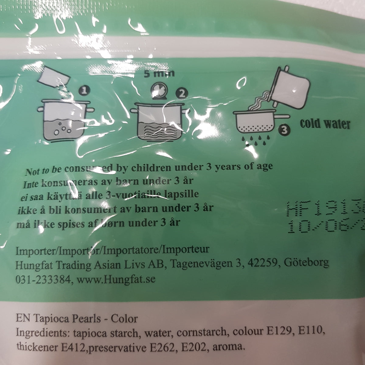 Tapioka Pärlor för bubblete Regnbåge 500g