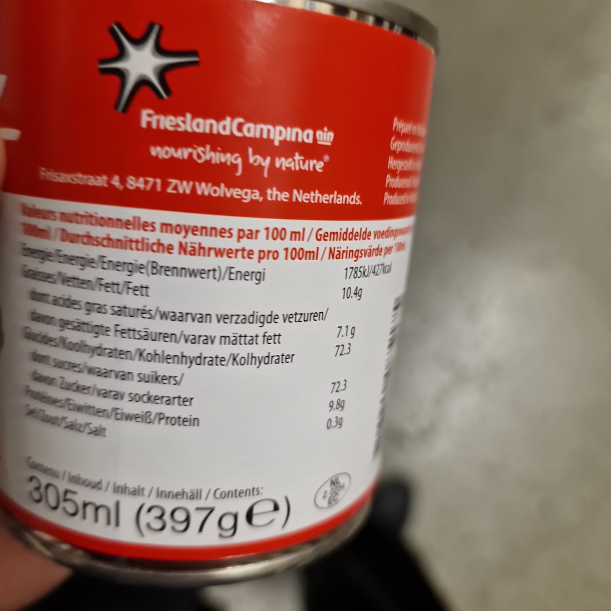 Kondeserad mjölk 397g, Longevity