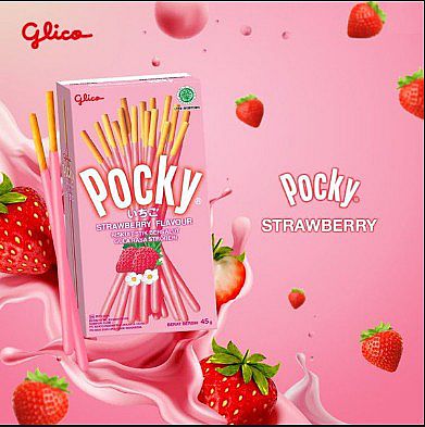 Pocky jordgubb 43g, Glico