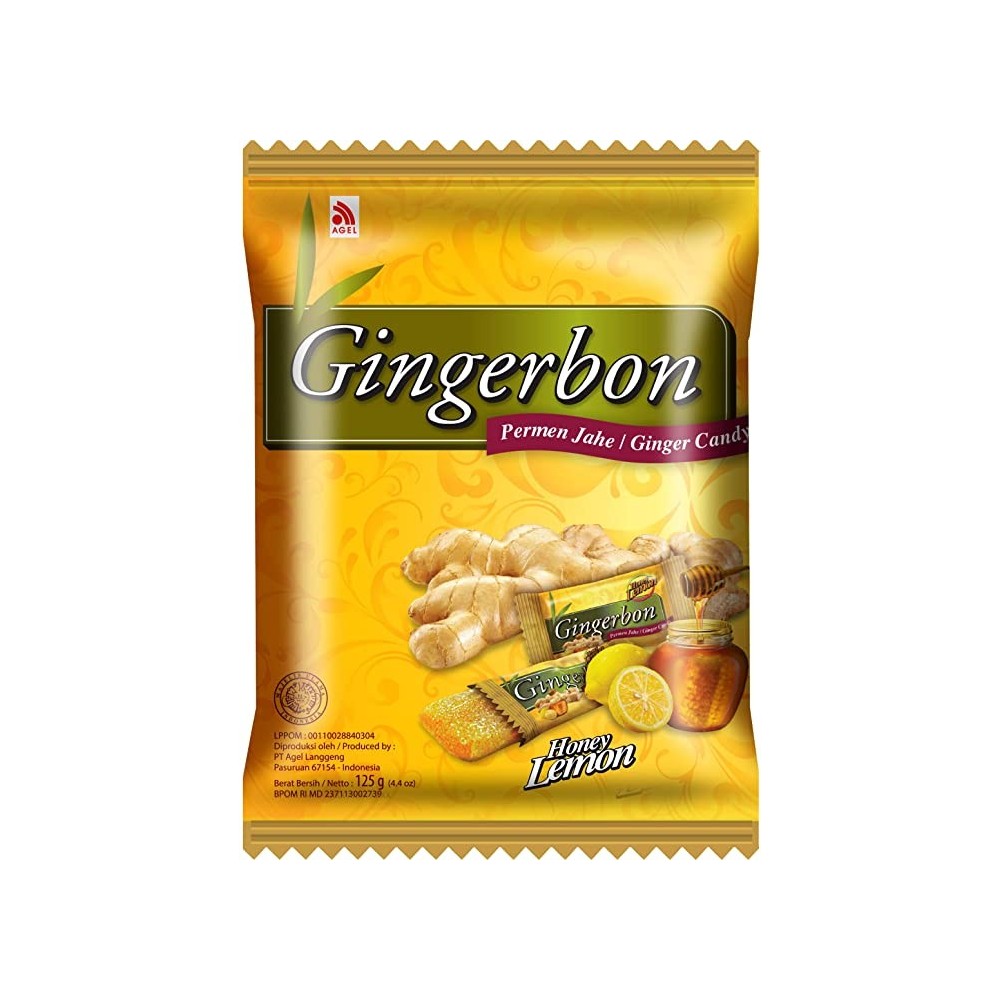 Ingefära godis med citron och honung 125g, Gingerbon
